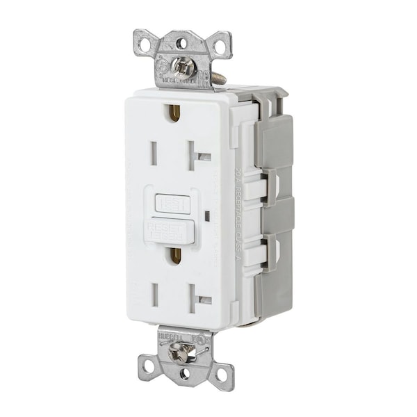 Hubbell Wiring Device-Kellems GFCI Receptacle, 20 Amp, White, Heavy Duty, Tamper Resistant, Weather Resistant, Self Test SNAPGFTW20W - main